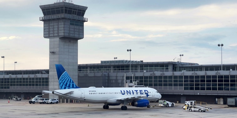 Image: A United Airlines Airbus 320-232 at Dulles Washington International Airport in Dulles, Va., on Aug. 14, 2021.
