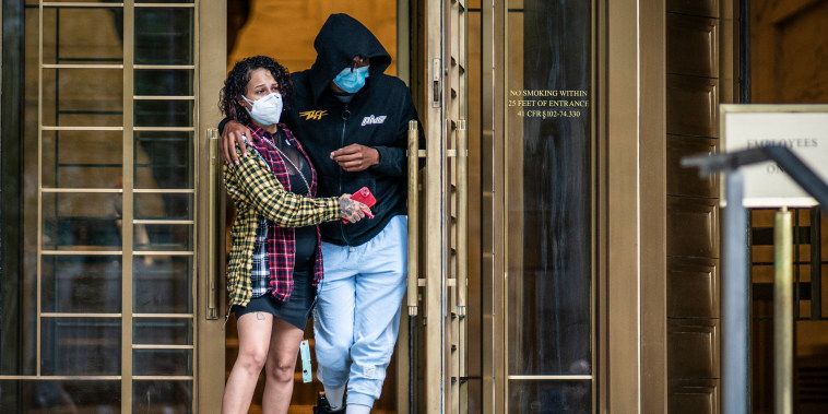 Image: Former NBA basketball player Sebastian Telfair, right, departs Manhattan Federal Court on Oct. 7, 2021, in New York.