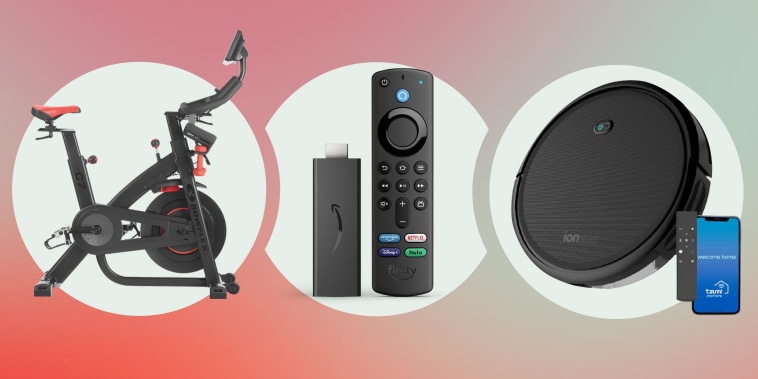 Illustration of the Fire TV Stick with Alexa Voice Remote, Ionvac Smartclean 2000 and the Bowflex C7 Bike