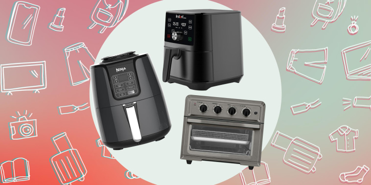 Illustration of three air fryers on sale after Cyber Monday