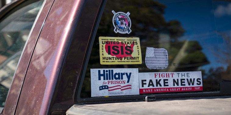 Bumper stickers on a truck in Georgia.