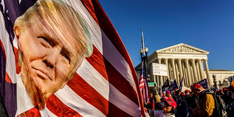 Image: Donald Trump supporters protest in front of the Supreme Court during a Million MAGA March on Nov. 14, 2020.