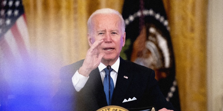 President Joe Biden speaks at a White House Competition Council meeting on Jan. 24, 2022.