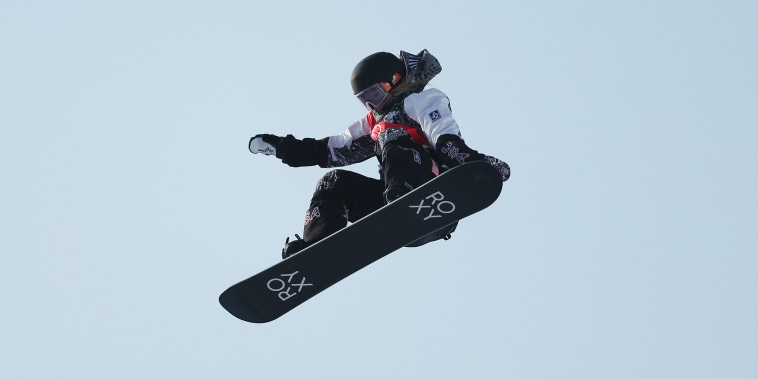Image: Chloe Kim of Team United States performs a trick ahead of the Women's Snowboard Halfpipe Final at the Beijing Winter Olympics on Feb. 10, 2022.