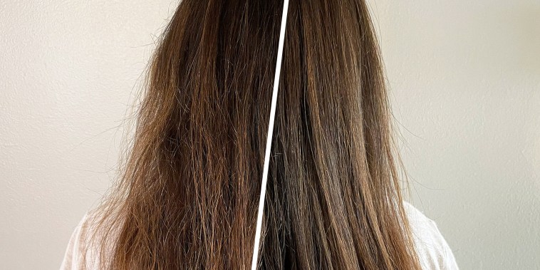 Before and after image of someones hair