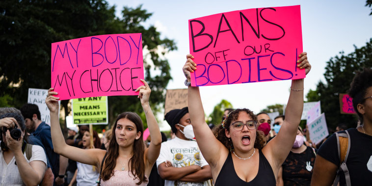 Abortion rights demonstrators protest outside the Supreme Court on June 25, 2022, the day after the overturning of Roe v. Wade.