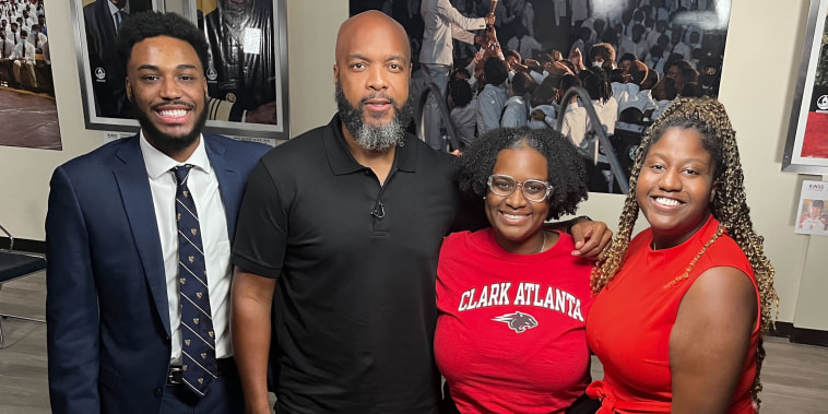 Image: Trymaine Lee with HBCU students William Morris, Auriel Goodall, and Monique Vaz in Atlanta
