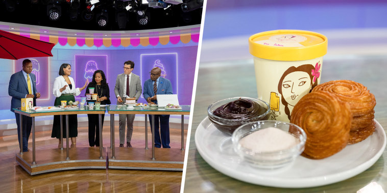 Split image of TODAY show and Ice cream set up