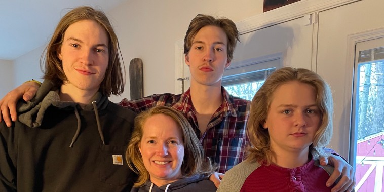 Author Jenn Folsom with her sons, left to right, Will, 20, Josh, 20, and Anderson, 15.