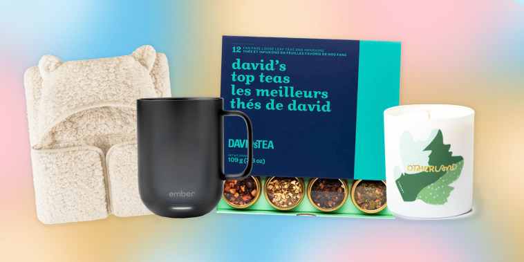 UGG Classic Sherpa Hooded Throw Blanket, David's Top Teas Sampler, Ugg Jacket and Ember Mug