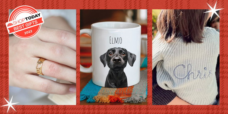 Custom Sweater, dog mug and a ring