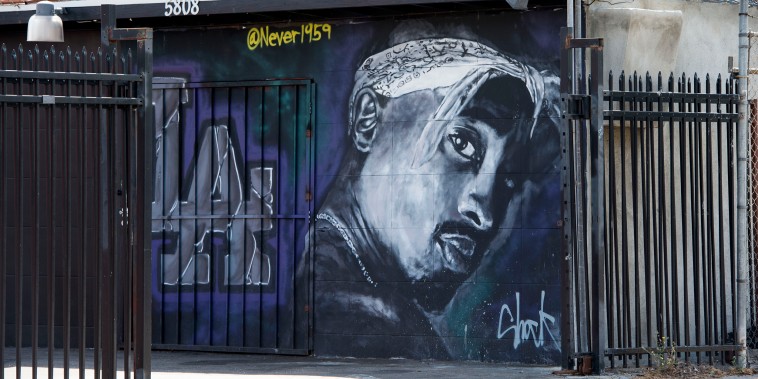 A wall dedicated to the memory of Tupac Shakur in Los Angeles on May 26, 2016.