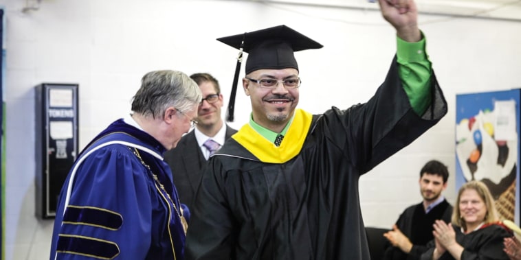 In 2014, Jon-Adrian Velazquez graduated with a BA in Behavioral Science from Mercy College while he was still incarcerated at Sing Sing.