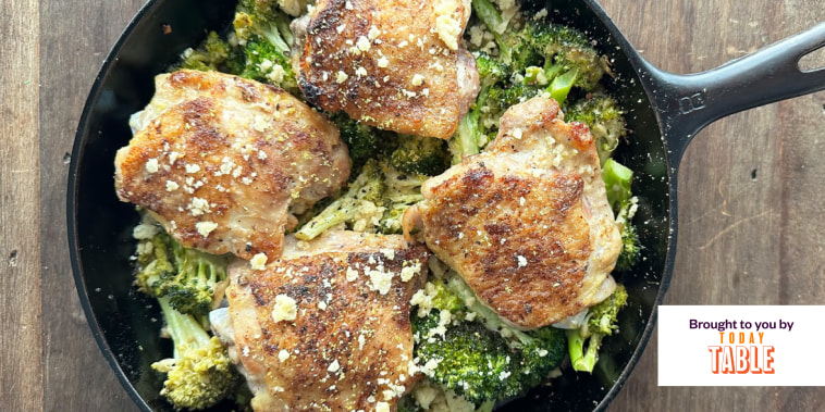 Caesar chicken thighs broccoli