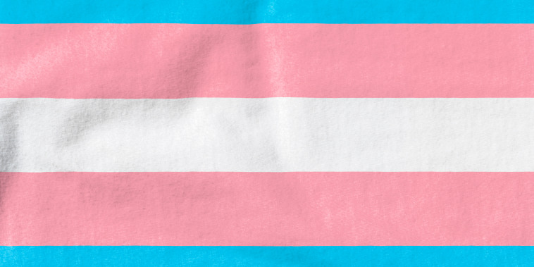 A transgender pride flag.