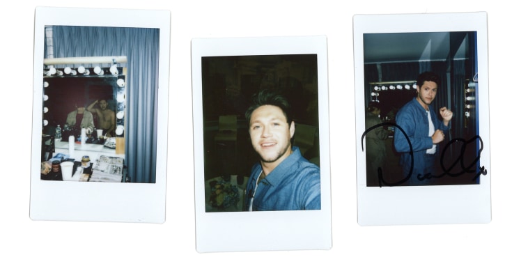 Polaroids of Niall Horan getting ready to perform for the citi concert series on the today show
