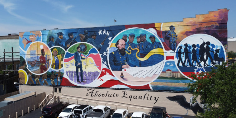 The \"Absolute Equality\" mural in Galveston, Texas, on June 16, 2021.