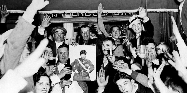 Italians celebrate Mussolini's victory in Addis Ababa in New York.