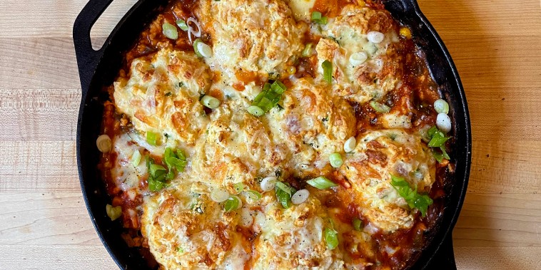 RECIPE: Chicken Chili Bake with Cheddar-Jalapeno Biscuits