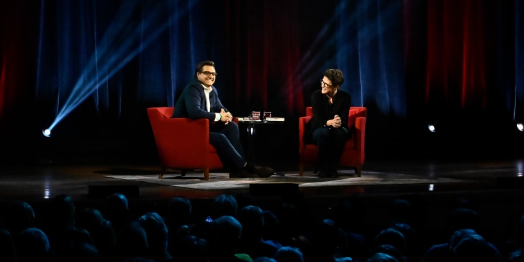 Chris Hayes and Rachel Maddow during the \"Why Is This Happening?\" Town Hall.