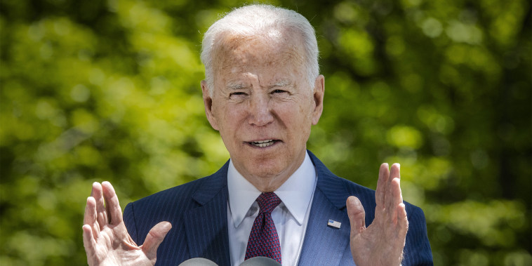 President Joe Biden delivers remarks on the front lawn of the White House on April 27, 2021.
