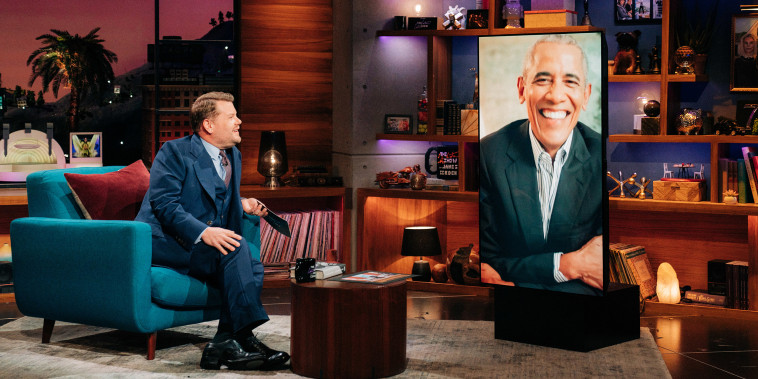 The Late Late Show with James Corden airing May 17, 2021, with guest Former President Barack Obama.