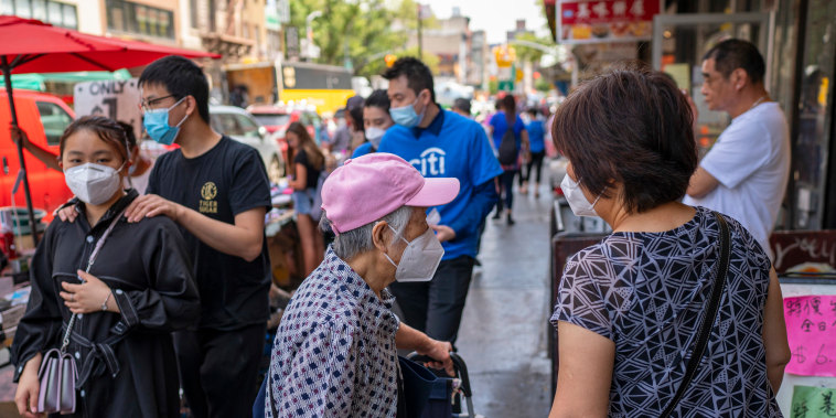 Shoppers in New York's Chinatown on June 25, 2021.