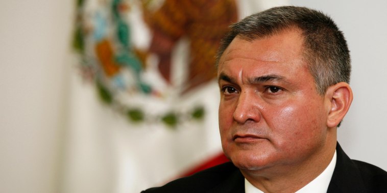 Mexico's Secretary of Public Safety Genaro Garcia Luna attends a press conference in Mexico City on Oct. 8, 2010.