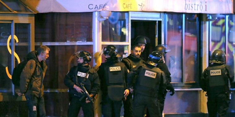 Image:  French police secure the area near the Bataclan concert hall following fatal shootings in Paris