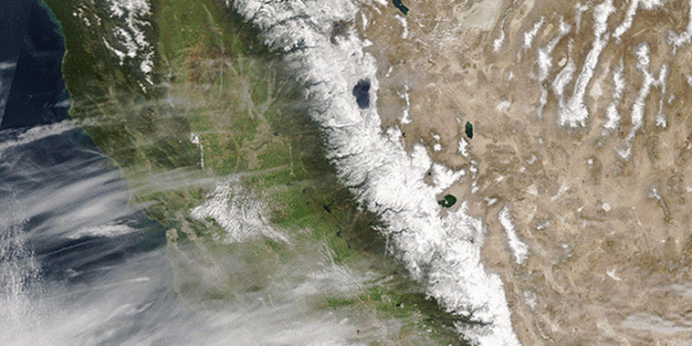 The snowpack on the Sierra Nevada from 2006 to 2021