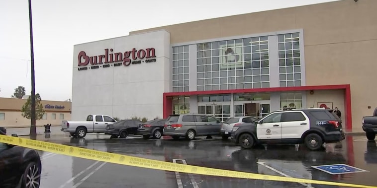 Police at the scene of a fatal shooting at the Burlington store in the North Hollywood neighborhood of Los Angeles on Thursday.