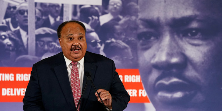 Image: U.S. civil rights activists hold a press conference on Martin Luther King Jr. Day, in Washington