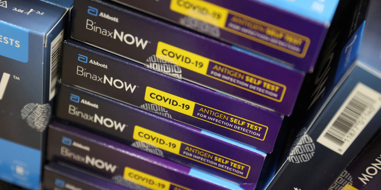 Image: Packages of BinaxNOW COVID-19 Antigen Self Test, manufactured by Abbott Laboratories, are seen in a store in Manhattan, New York