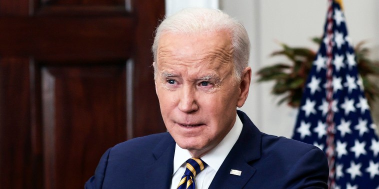 President Joe Biden announces a ban on Russian oil imports in the Roosevelt Room of the White House on March 8, 2022.
