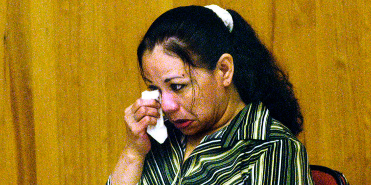 Melissa Lucio cries after receiving a death sentence on July 10, 2008, in Brownsville, Texas.