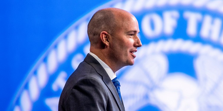 Utah Gov. Spencer Cox speaks in Salt Lake City on March 18, 2021.