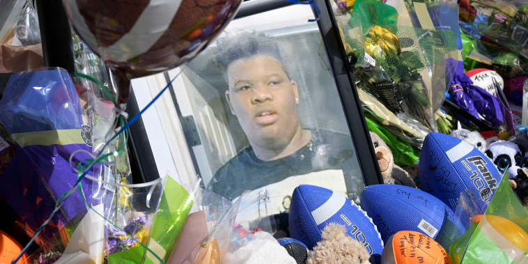 A makeshift memorial for Tyre Sampson outside the Orlando Free Fall ride at the ICON Park entertainment complex on March 27, 2022, in Orlando, Fla.