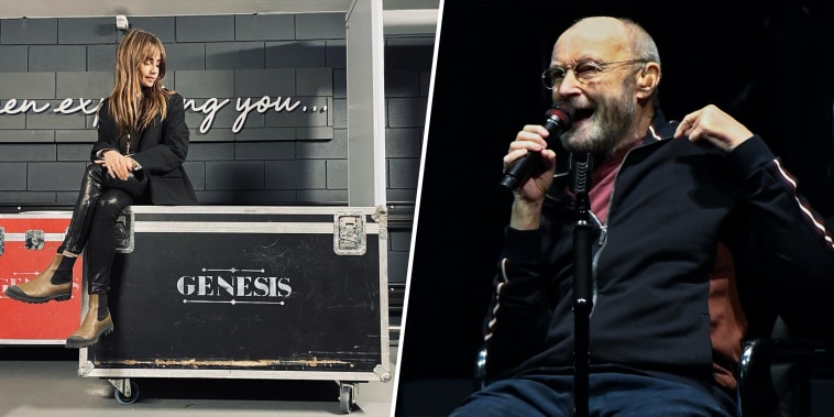 (R) Singer Phil Collins leads Genesis as they play in their "The Last Domino?" tour at the United Center on Nov. 15, 2021, in Chicago.