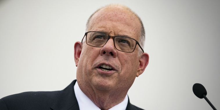 Image:  Gov. Larry Hogan during a news conference in Baltimore on July 29, 2021.