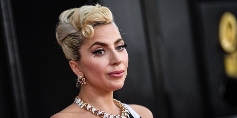 Image: Lady Gaga arrives for the 64th Annual Grammy Awards in Las Vegas on April 3, 2022.