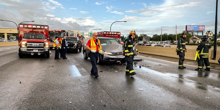 A heavy, unexpected downpour may have been a factor in a 43-vehicle pileup on a freeway in Orlando, Florida, during the afternoon commute Friday, authorities said.