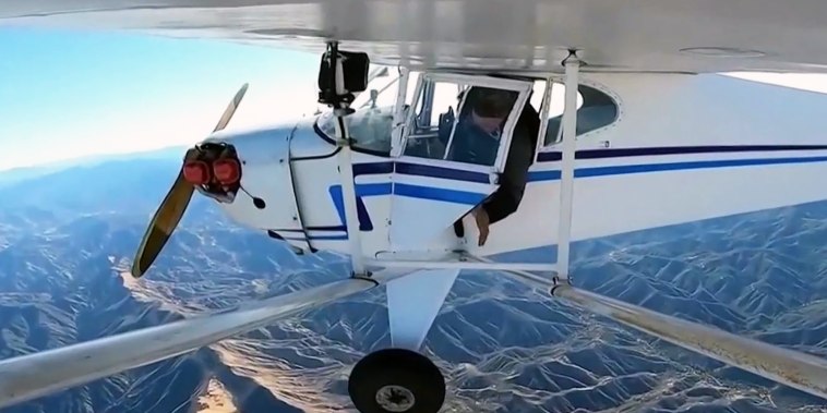 YouTuber Trevor Jacob appears ready to jump from his plane, which later crashed.