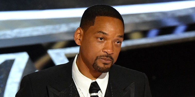 Will Smith accepting his Oscar for best actor at the 2022 Academy Awards on March 27.