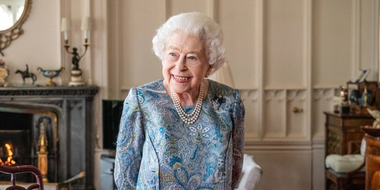 Image: Queen Elizabeth II attends an audience with the President of Switzerland Ignazio Cassis at Windsor Castle on April 28, 2022 in Windsor, England.