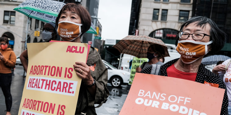 Supporters of abortion rights rally to denounce restrictions on abortion in Texas on Sept. 9, 2021, in the Brooklyn, N.Y.