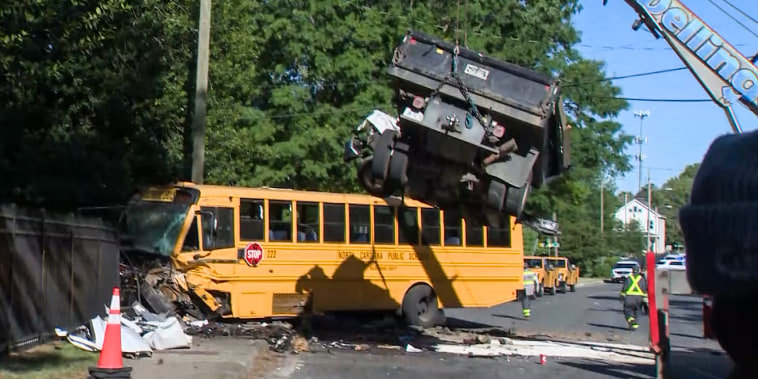 A school bus carrying 40 students crashed in Charlotte, N.C., on May 11, 2022.