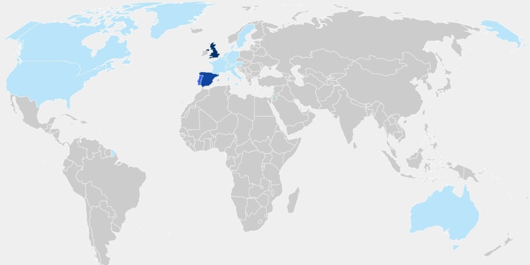 A world map that shows which countries have reported confirmed cases of monkeypox in May 2022.