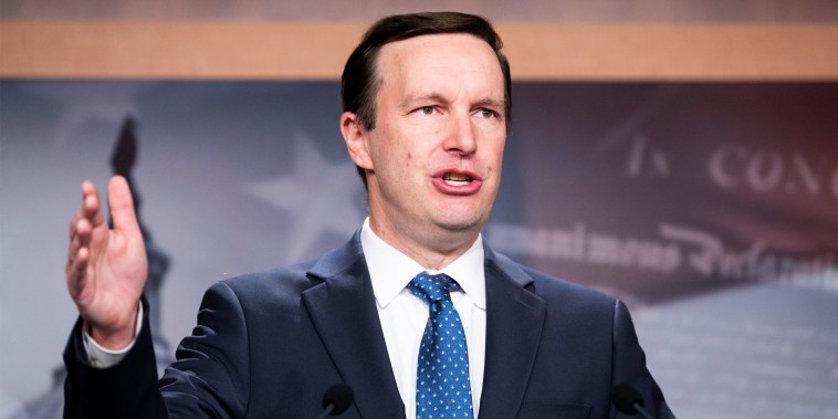Sen. Chris Murphy, D-Conn., speaks during the news conference in the Capitol on July 20, 2021.