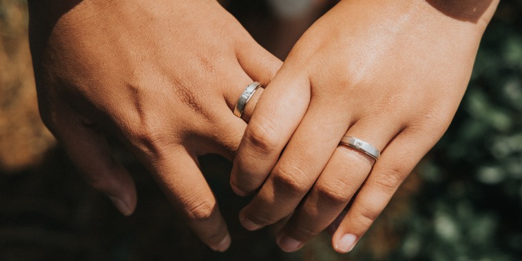 Cropped Image Of Lesbian Couple Wearing Rings