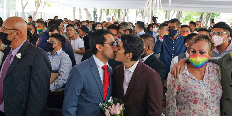 mass wedding ceremony organized by city authorities as part of the LGBTQ pride month